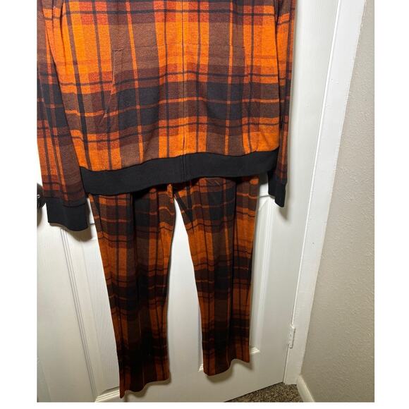Paisley & Gray Orange and black Flannel Set Pants and Hoodie Slim Fit Sz Large - Picture 4 of 11